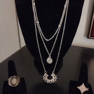 Layered Silver-Tone Pendant Necklace - Women Jewelry